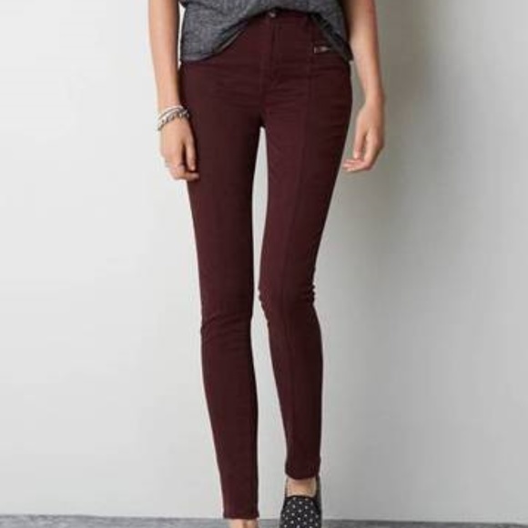 American Eagle Outfitters Denim - Hi Rise Burgundy Jegging